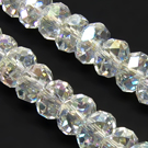 Facetuoto stiklo rondelės dengtos vaivorykštine danga 8x6 mm