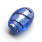Lampwork stiklas mėlynas su juodais dryžiukais s 15x10 mm