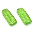 Stiklas žalias stačiakampis su įspausta gėlyte 20x8 mm