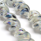 Lampwork stiklas susuktas baltas perlamutrinis 25x15 mm