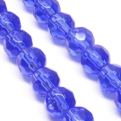 Stiklas mėlynas facetuotas 6 mm