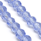 Stiklas melsvas facetuotas 6 mm