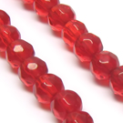 Stiklas raudonas facetuotas 6 mm