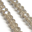 Facetuoto stiklo rondelės dūminio kvarco spalvos 6x4 mm