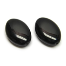 Juodas stiklas plokščio ovalo formos 20x14 mm