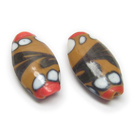 Lampwork stiklas ovalinis juodai rudas 27 mm