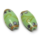 Lampwork stiklas ovalinis žalsvas 27 mm