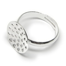 Žiedo pagrindas sidabro spalvos 17mm su perforuotu 14 mm disku