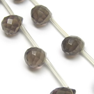 Facetuotas stiklas dūminio kvarco spalvos lašiuko formos 8 mm