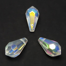 Facetuotas stiklinis pakabukas dengtas AB danga 14x7 mm