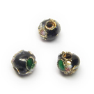 Cloisonne karoliukai juodi apvalūs 5 mm