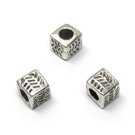 Tibeto sidabro intarpai kubelio formos su bangelėmis 4,5 mm Tibeto sidabro intarpai kubelio formos su bangelėmis 4,5 mm