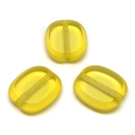 Geltonas stiklo karoliukas matiniais kraštais stačiakampio formos 14x12 mm