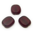 Tamsios rubino spalvos stiklo karoliukas matiniais kraštais stačiakampio formos 14x12 mm