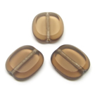 Rusvas stiklo karoliukas matiniais kraštais stačiakampio formos 14x12 mm