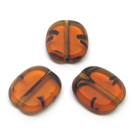 Gintaro spalvos margas stiklo karoliukas matiniais kraštais stačiakampio formos 14x12 mm