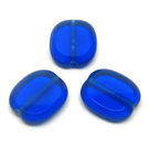 Mėlynas stiklo karoliukas matiniais kraštais stačiakampio formos 14x12 mm