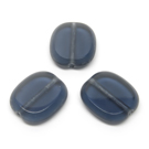Pilkai melsvas stiklo karoliukas matiniais kraštais stačiakampio formos 14x12 mm