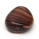 Stiklas rudai baltai margas trikampio ovalo formos 18x17 mm
