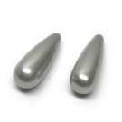 Kriauklės perlai pilkos sidabro spalvos lašelio formos įgręžti iš vienos pusės 22x8 mm
