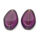 Alyvinis stiklo karoliukas matiniais kraštais lašelio formos 18x12 mm