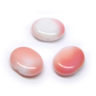 Ovalinis baltai rausvas stiklinis karoliukas 10x12 mm