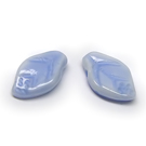 Melsvi stikliniai pakabukai lapelio formos 12x7 mm