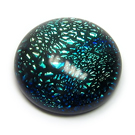 Rankų darbo "Dichroic" stiklo kabošonas žaliai mėlynas įvairiaspalvis 18 mm