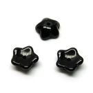 Juodo stiklo gėlytės formos karoliukai-kepurėlės 10 mm