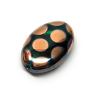 Stiklas tamsios persiškos žalios spalvos taškuotas 16x11mm