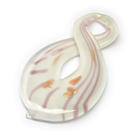Lampwork stiklo pakabukas aštuoneto formos šviesiai alyviniai margintas 60 mm