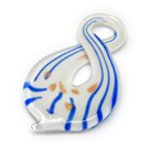 Lampwork stiklo pakabukas aštuoneto formos mėlynai margintas 60 mm