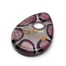 Lampwork stiklo pakabukas lašiukas alyvinis 45x33 mm