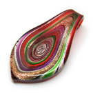 Lampwork stiklo pakabukas žaliai alyvinis 33x66 mm
