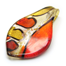 Lampwork stiklo pakabukas raudonai geltonas 35x64 mm