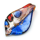 Lampwork stiklo pakabukas mėlynai raudonas 35x64 mm