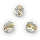 Facetuotas stiklas skaidrus su paauksuota skylute 8 mm