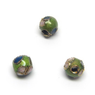 Cloisonne karoliukai žali apvalūs 5 mm
