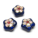 Cloisonne karoliukai mėlyni gėlytės formos 16 mm