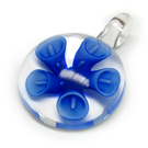Lampwork stiklo pakabutis "Mėlynoji Kalija" 42x30 mm