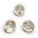 Facetuotas stiklas skaidrus su paauksuota skylute 10 mm