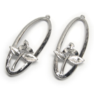 Sidabro spalvos pakabutis "Gėlė ovale" 40x14 mm