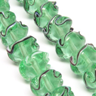 Lampwork gėlytė žalsvos spalvos 14 mm