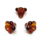 Šviesiai ruda stiklinė kepurėlė - gėlytė 10x12 mm