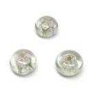 Baltos lampwork stiklo rondelės su gėlytėmis 13x8 mm