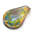 Lampwork stiklo pakabukas žaliai alyvinis 37x54 mm