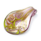 Lampwork stiklo pakabukas žaliai gelsvas 37x54 mm