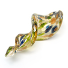Švelniai rusvas lampwork stiklo pakabukas - spiralė 65x25 mm