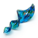 Mėlynas lampwork stiklo pakabukas - spiralė 65x25 mm