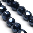 Stiklas facetuotas padengtas juodai mėlyna perlamutrine danga 9 mm